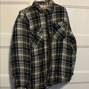 Wrangler Navy and Green Plaid Sherpa lined Shirt Jacket